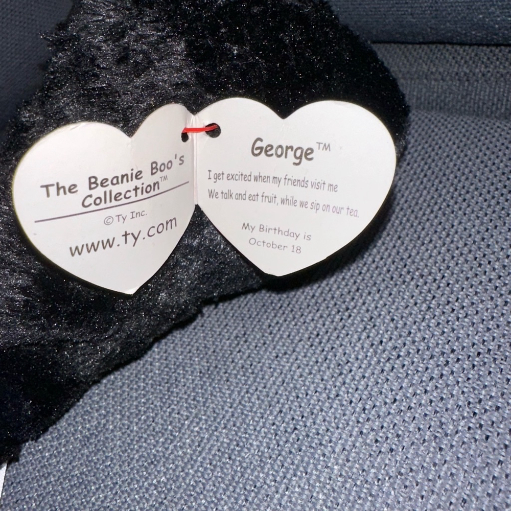 Ty Beanie Boo's George the Gorilla Plush Toy, Black & Purple NEW - Picture 11 of 11
